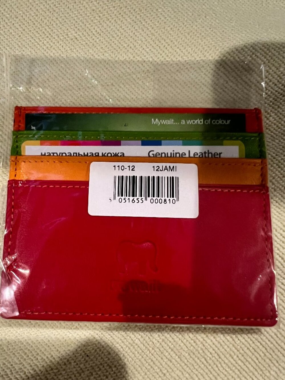 NWT Mywalit Jamaica Multi Color Nappa Leather Mini Credit Card ID Holder